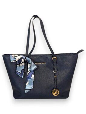 Michael Kors Navy Blue Large Tote Bag EUC